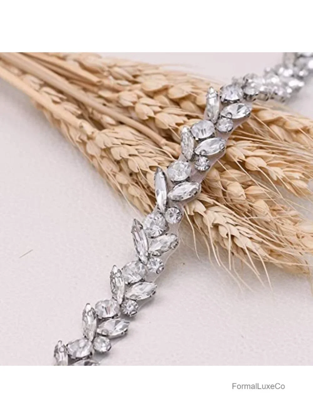 Rhinestone Bridal Belt with Organza Ribbon - Handmade Wedding Sash
